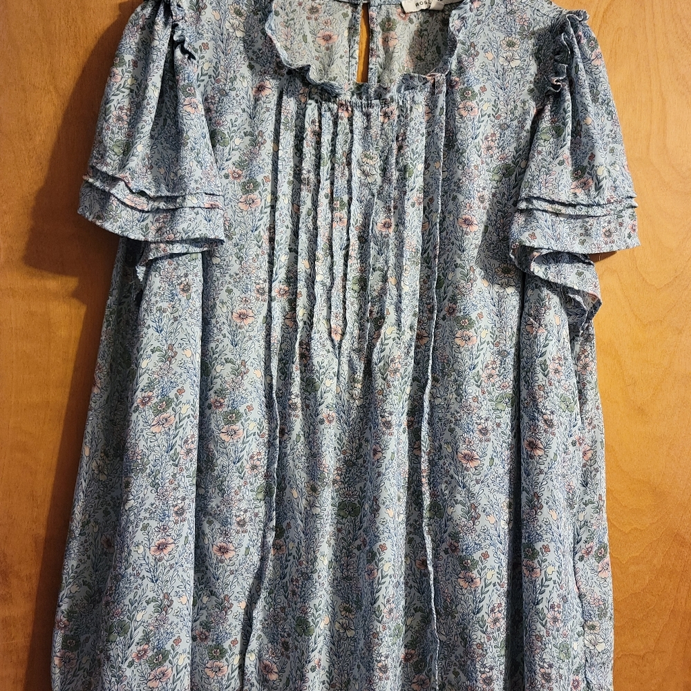 Rose and Olive, baby blue flower pattern, 2x